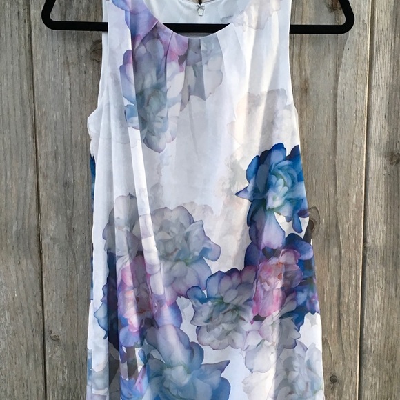 H&M Watercolor Floral Print Sleeveless Midi Shift Dress Size 6 - Picture 3 of 6